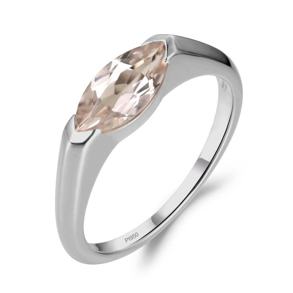 Morganite East West Bezel Marquise Ring - LUO Jewelry #metal_platinum