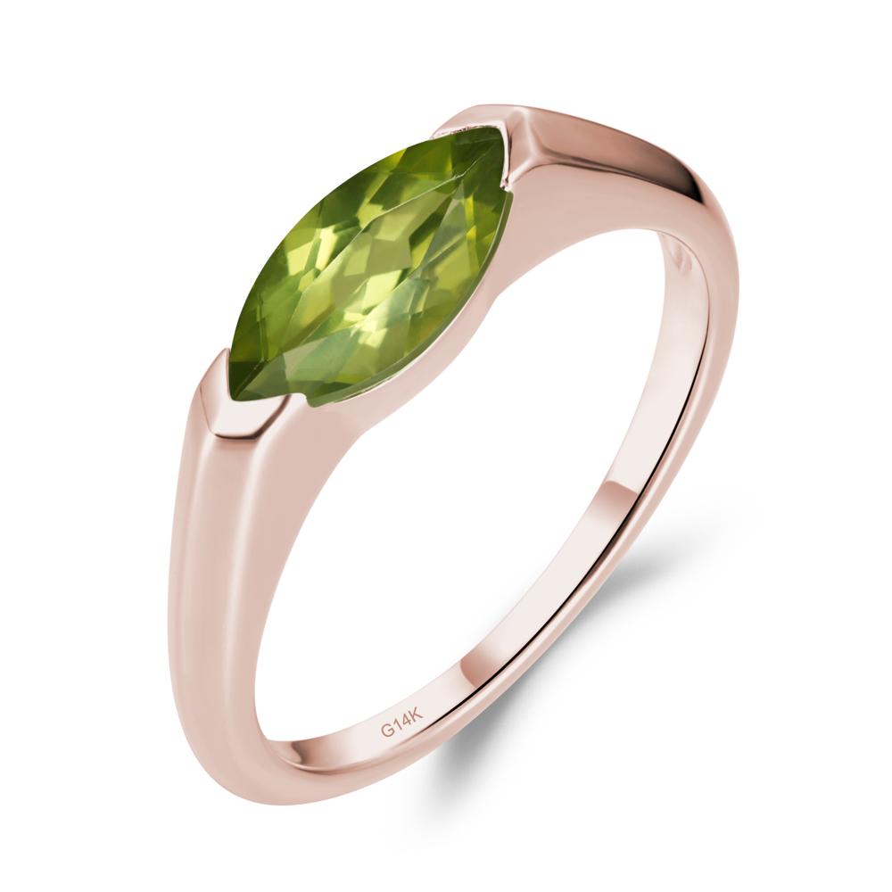 Peridot East West Marquise Engagement Ring - LUO Jewelry #metal_14k rose gold