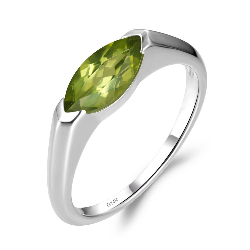 Peridot East West Marquise Engagement Ring - LUO Jewelry #metal_14k white gold