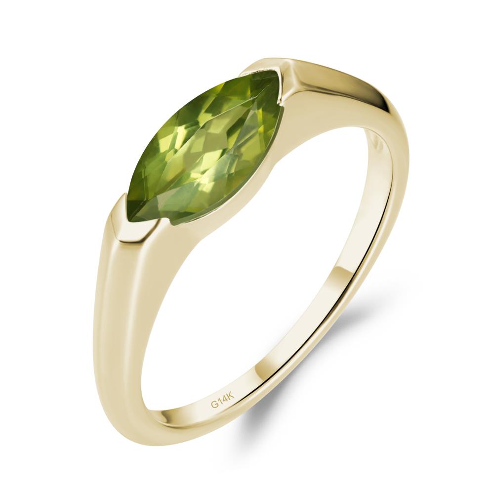 Peridot East West Marquise Engagement Ring - LUO Jewelry #metal_14k yellow gold