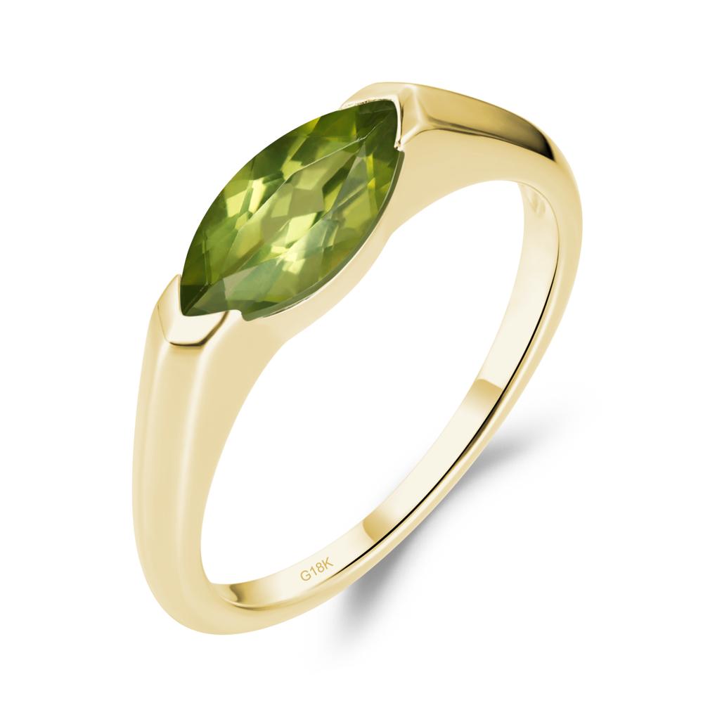 Peridot East West Marquise Engagement Ring - LUO Jewelry #metal_18k yellow gold