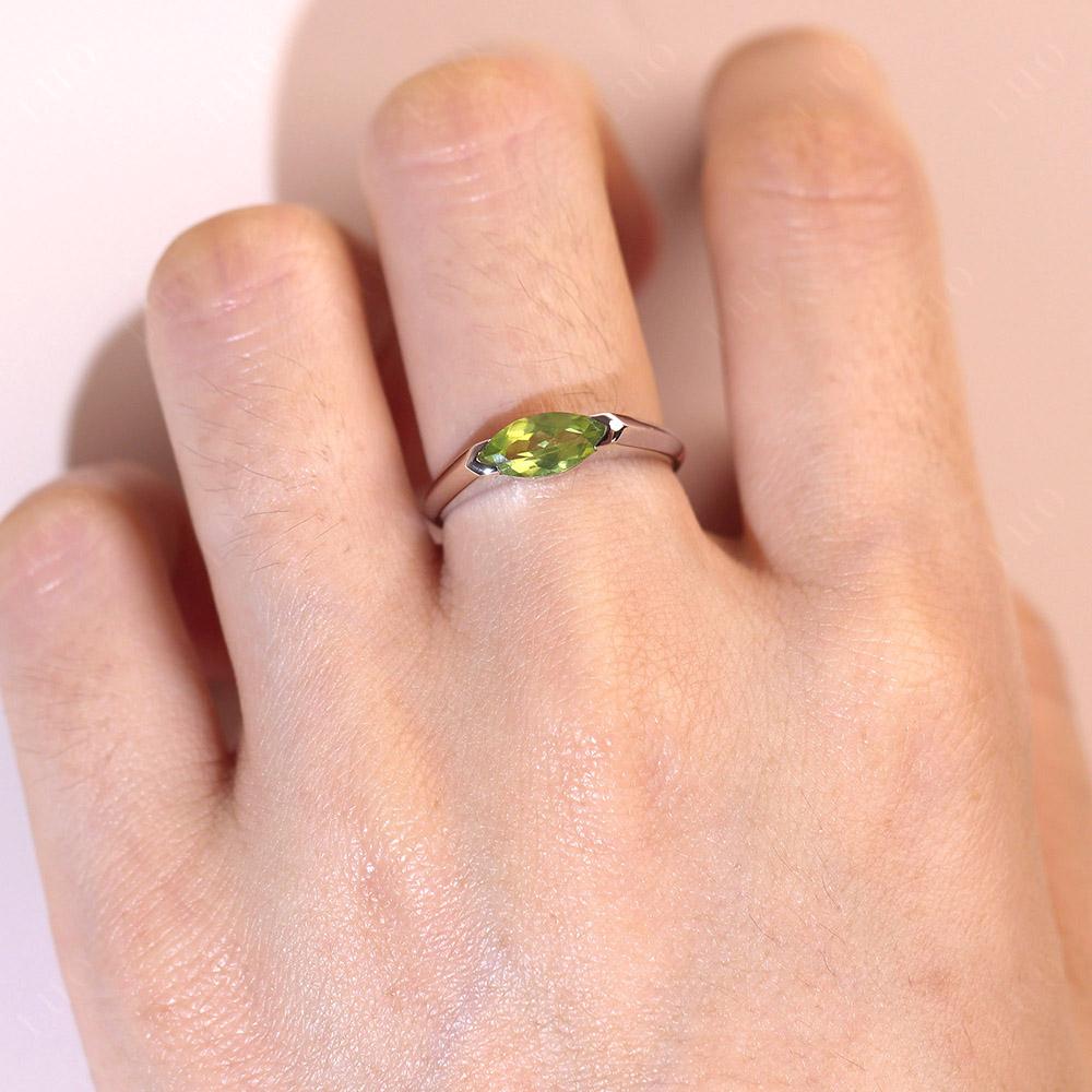 Peridot East West Marquise Engagement Ring - LUO Jewelry 