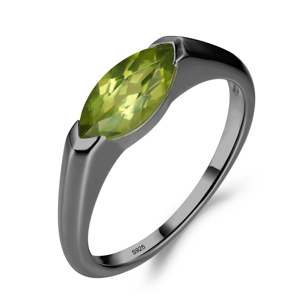 Peridot East West Marquise Engagement Ring - LUO Jewelry #metal_black finish sterling silver