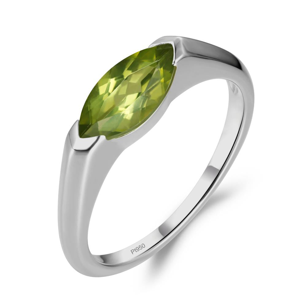 Peridot East West Marquise Engagement Ring - LUO Jewelry #metal_platinum