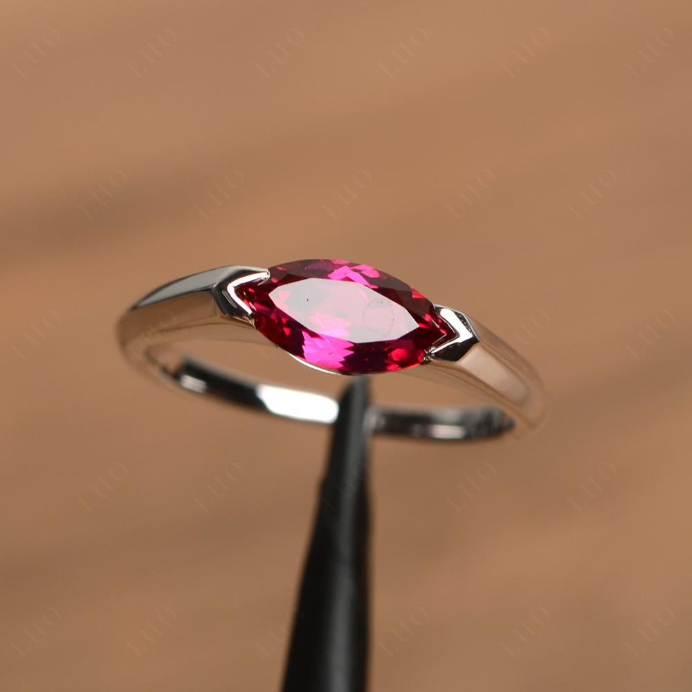 East West Marquise Cut Ruby Ring - LUO Jewelry 