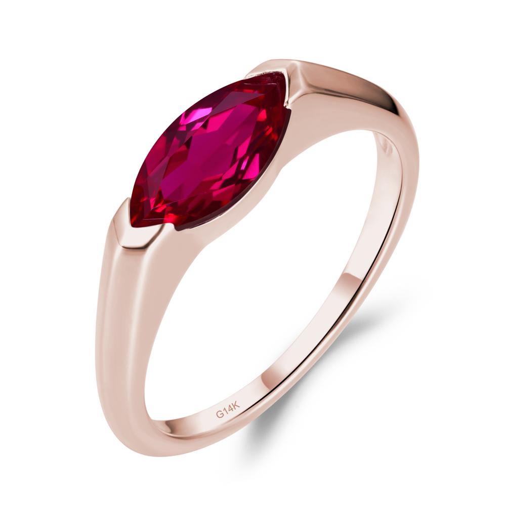 East West Marquise Cut Ruby Ring - LUO Jewelry #metal_14k rose gold