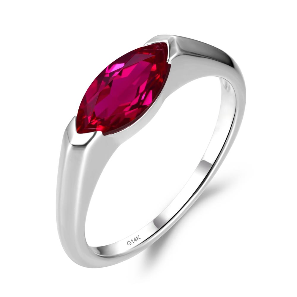 East West Marquise Cut Ruby Ring - LUO Jewelry #metal_14k white gold