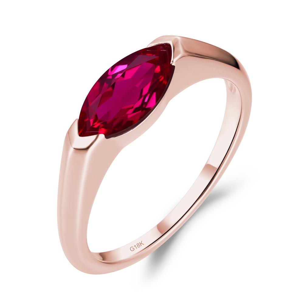 East West Marquise Cut Ruby Ring - LUO Jewelry #metal_18k rose gold