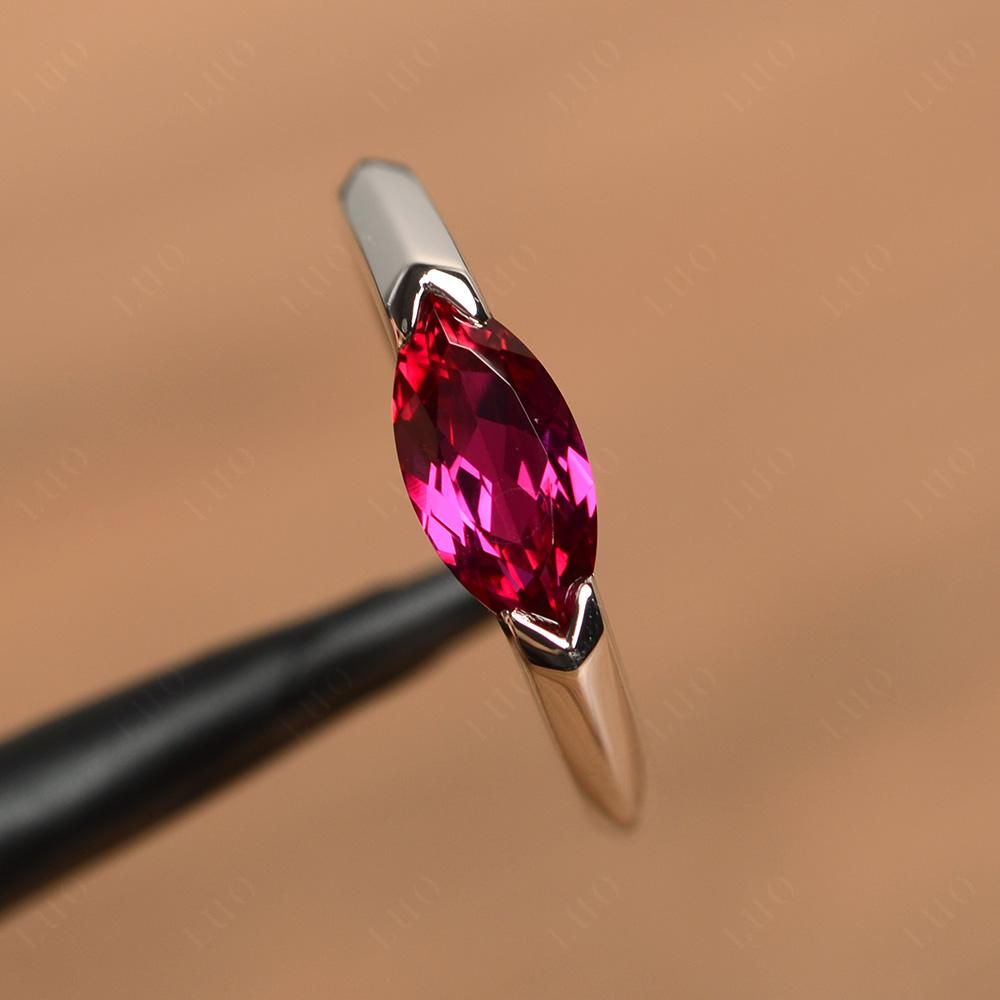 East West Marquise Cut Ruby Ring - LUO Jewelry 