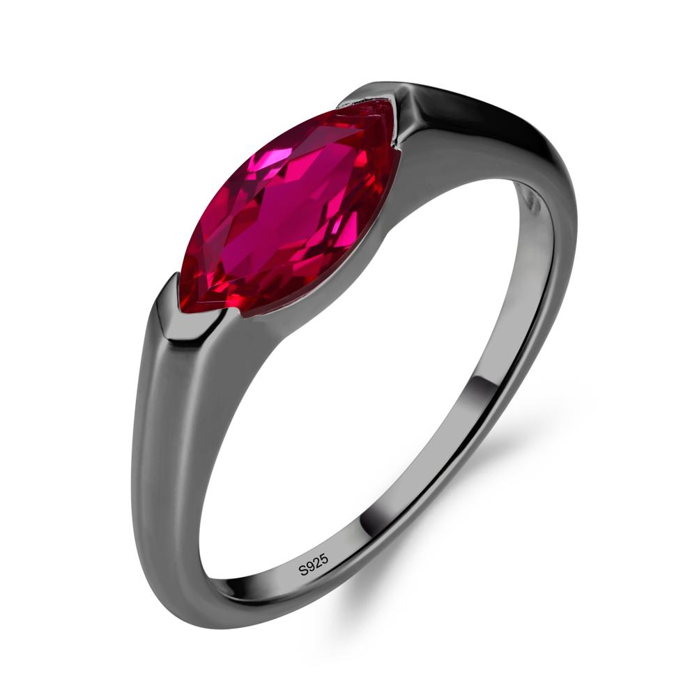 East West Marquise Cut Ruby Ring - LUO Jewelry #metal_black finish sterling silver