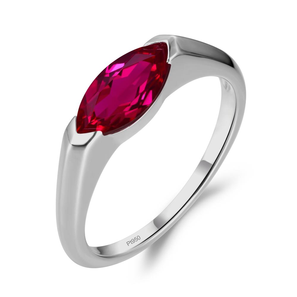 East West Marquise Cut Ruby Ring - LUO Jewelry #metal_platinum