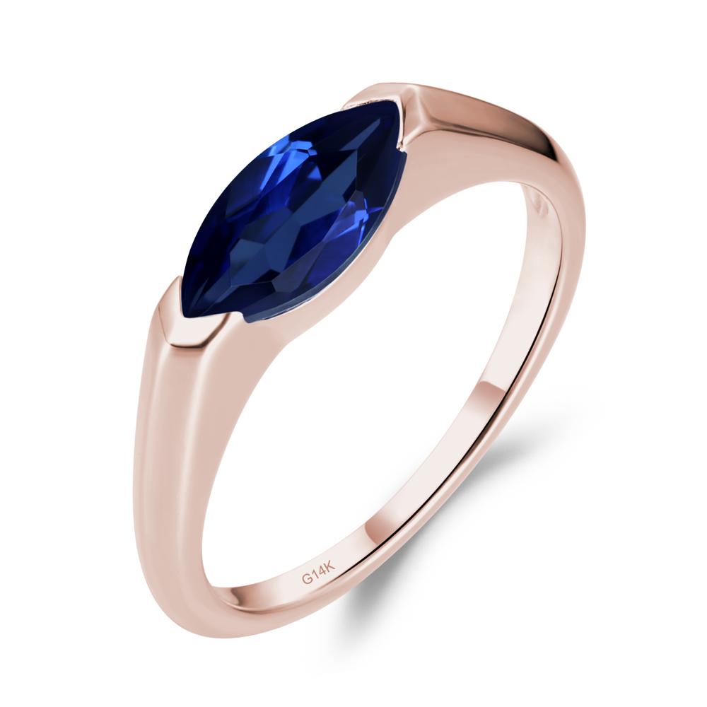 Sapphire East West Marquise Ring - LUO Jewelry #metal_14k rose gold