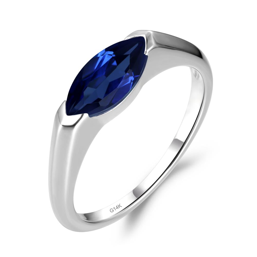 Sapphire East West Marquise Ring - LUO Jewelry #metal_14k white gold