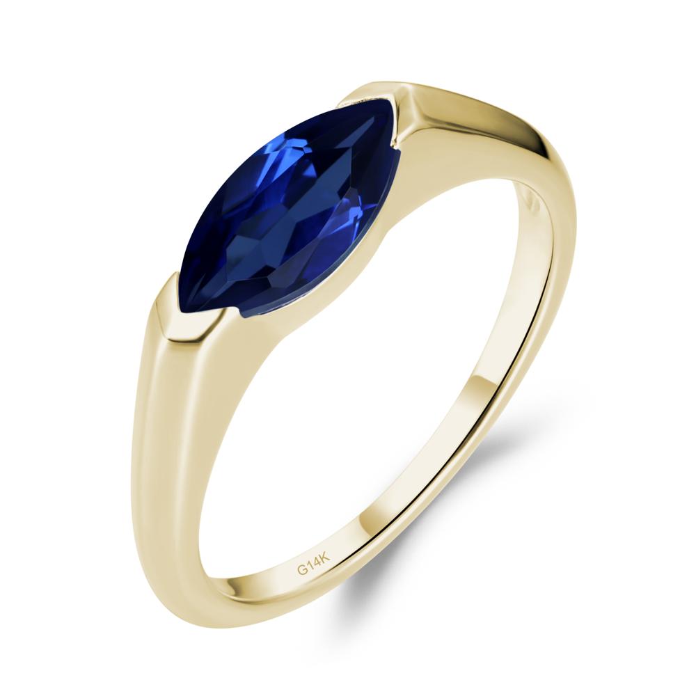 Sapphire East West Marquise Ring - LUO Jewelry #metal_14k yellow gold