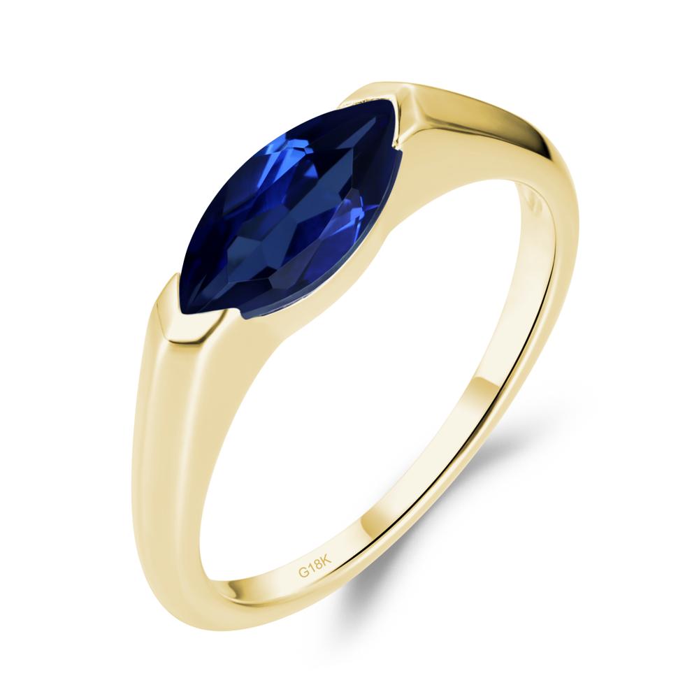 Sapphire East West Marquise Ring - LUO Jewelry #metal_18k yellow gold