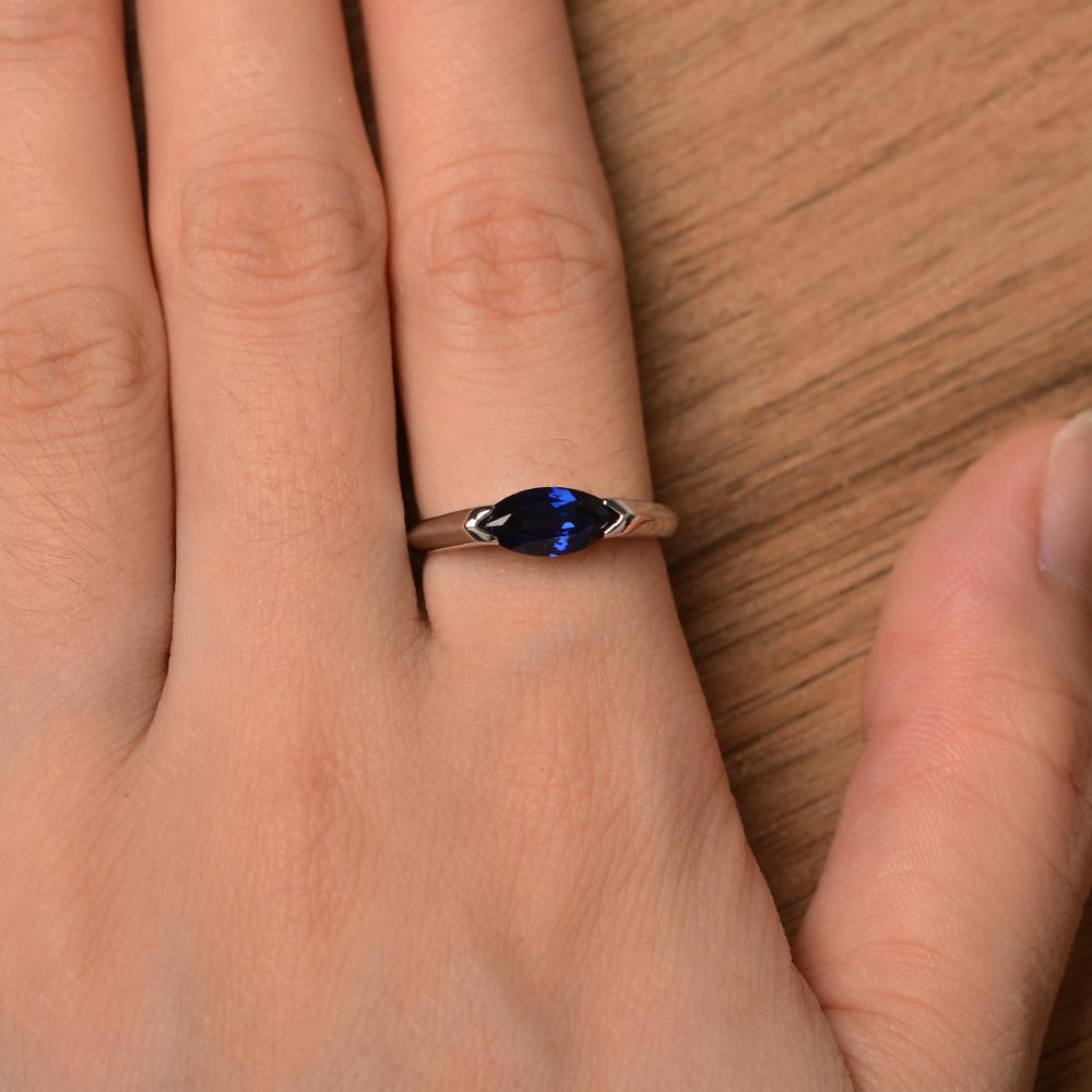 Sapphire East West Marquise Ring - LUO Jewelry 