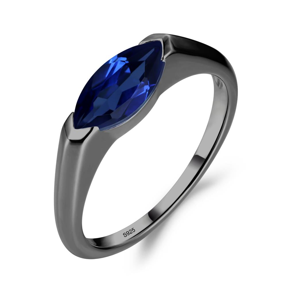 Sapphire East West Marquise Ring - LUO Jewelry #metal_black finish sterling silver