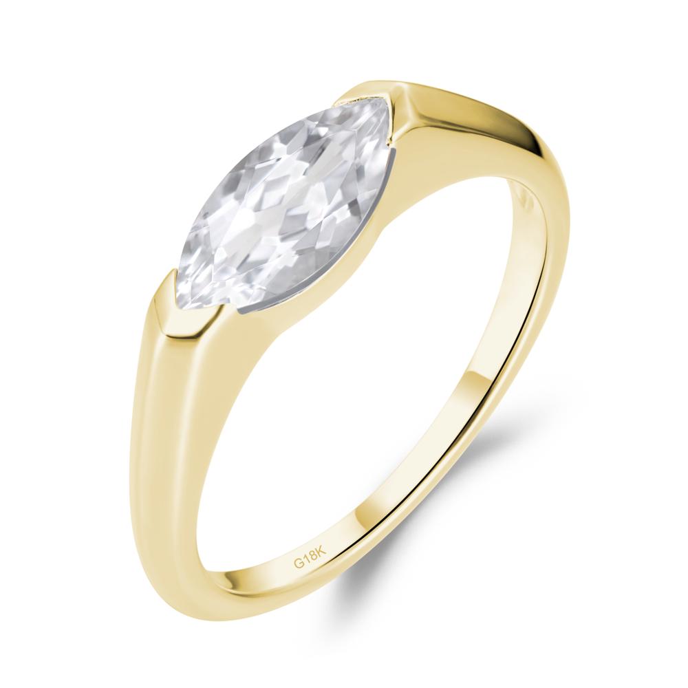 East West Marquise Cut White Topaz Ring - LUO Jewelry #metal_18k yellow gold