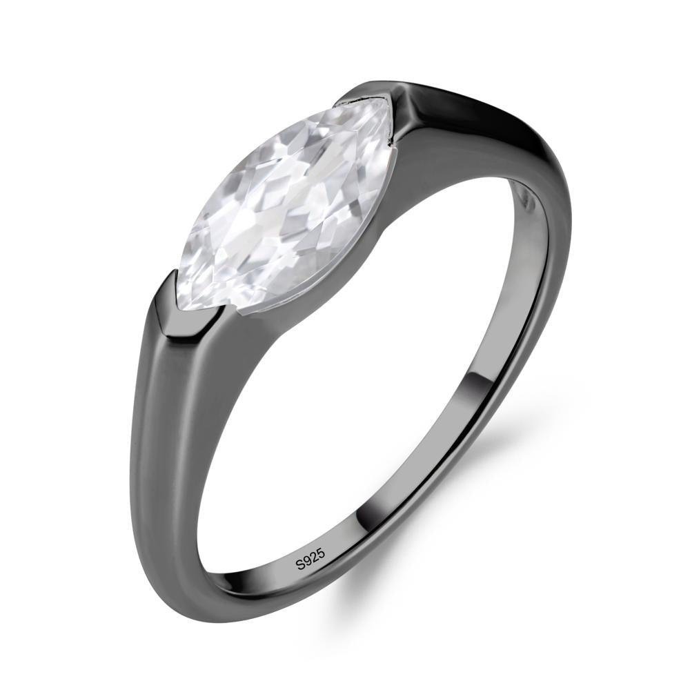 East West Marquise Cut White Topaz Ring - LUO Jewelry #metal_black finish sterling silver