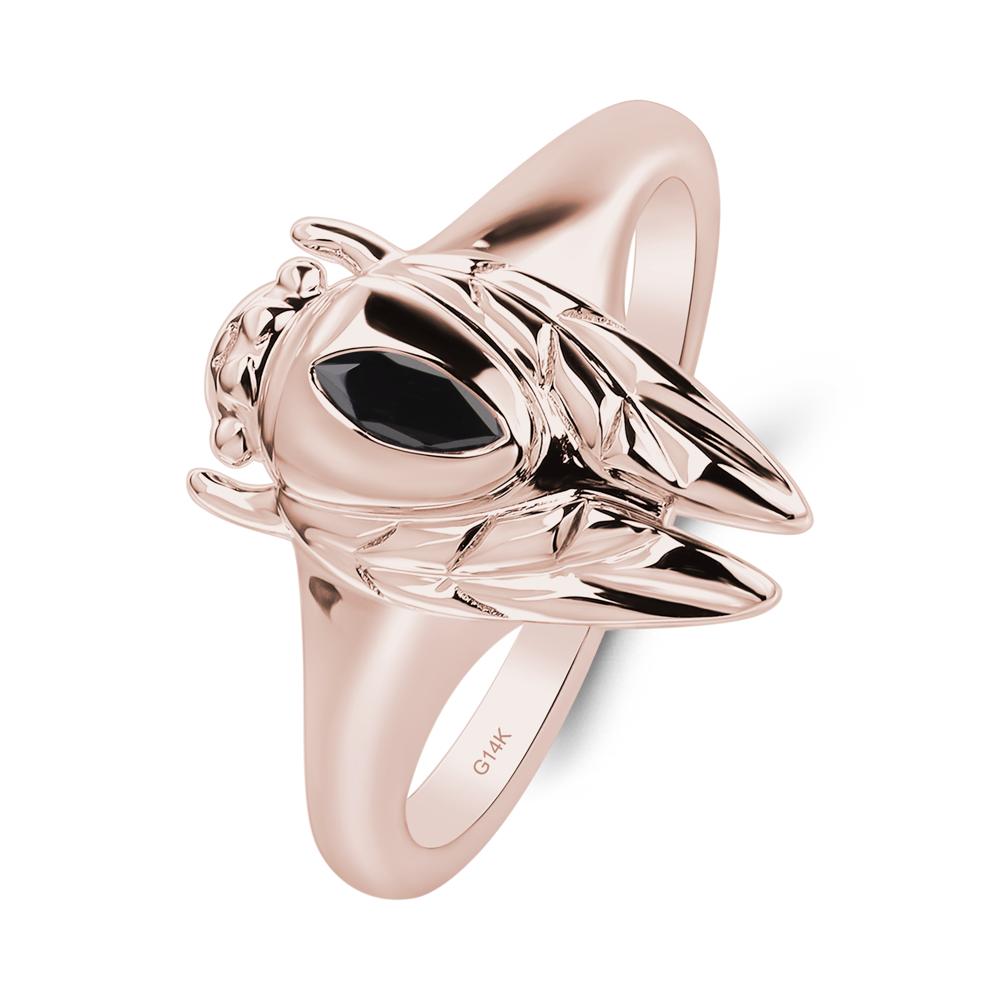 Black Spinel Cicada Ring - LUO Jewelry #metal_14k rose gold