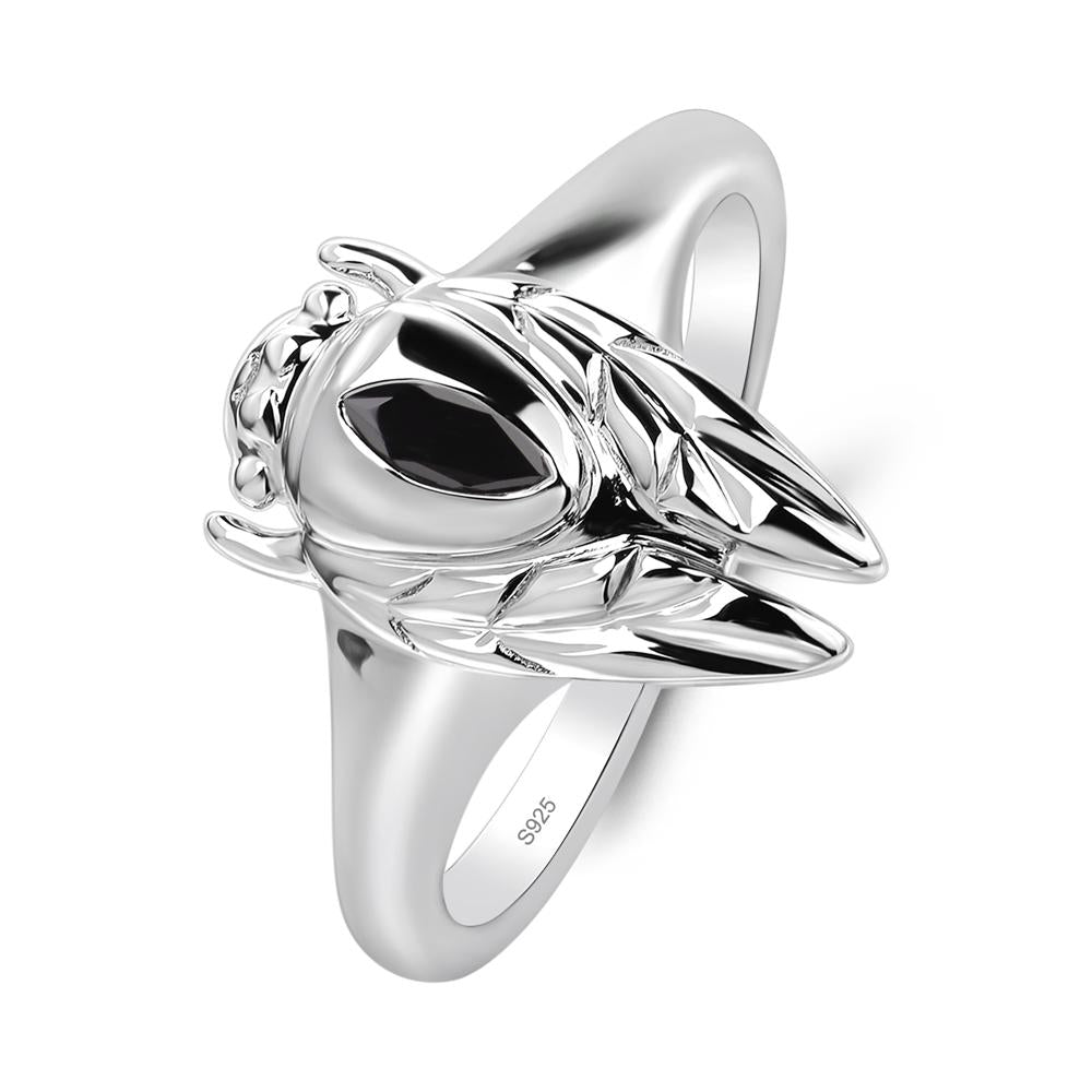 Black Spinel Cicada Ring - LUO Jewelry #metal_sterling silver