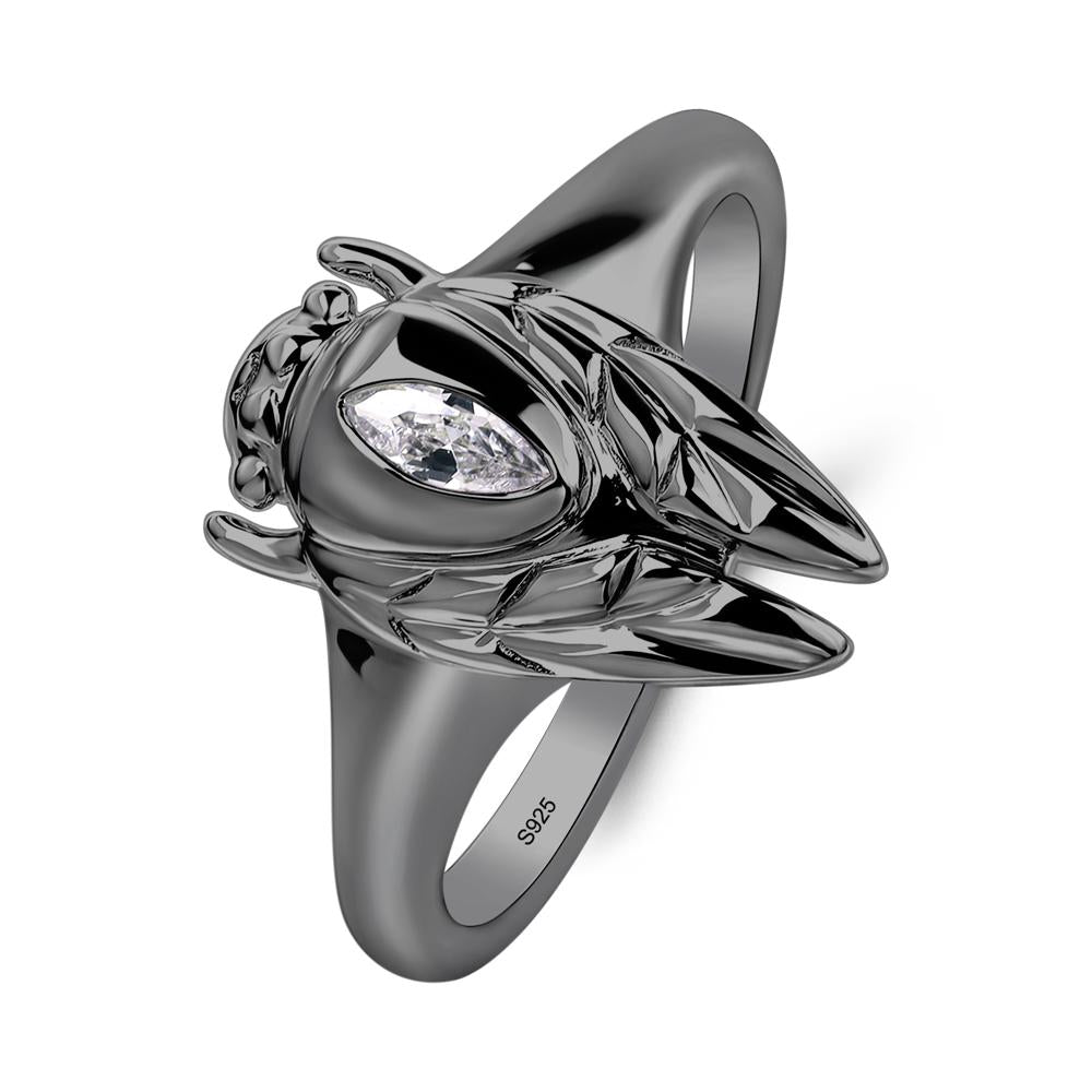 Cubic Zirconia Cicada Ring - LUO Jewelry #metal_black finish sterling silver