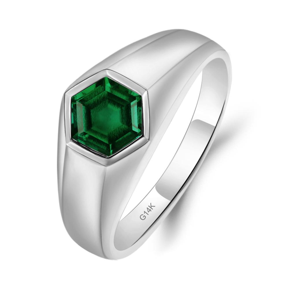 Emerald Men's Ring - LUO Jewelry #metal_14k white gold