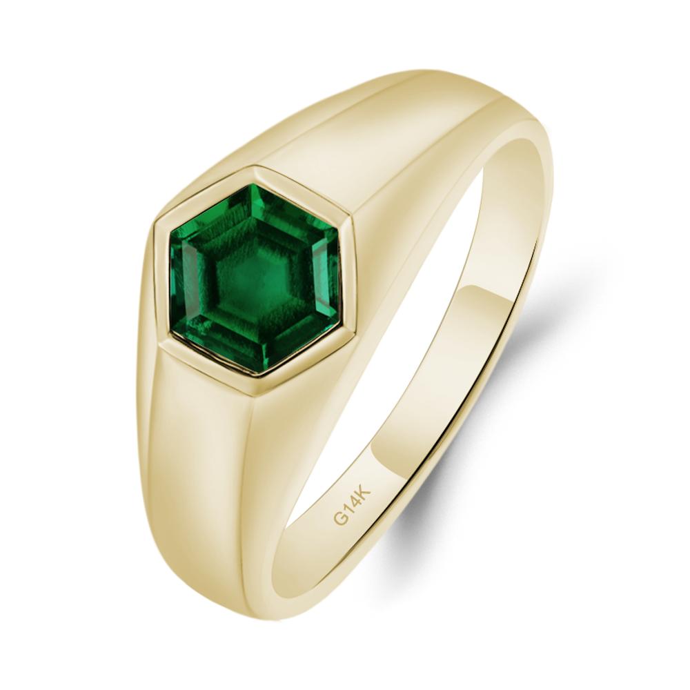 Emerald Men's Ring - LUO Jewelry #metal_14k yellow gold