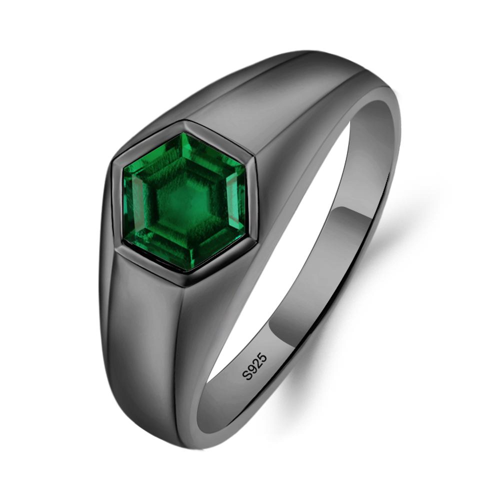 Emerald Men's Ring - LUO Jewelry #metal_black finish sterling silver