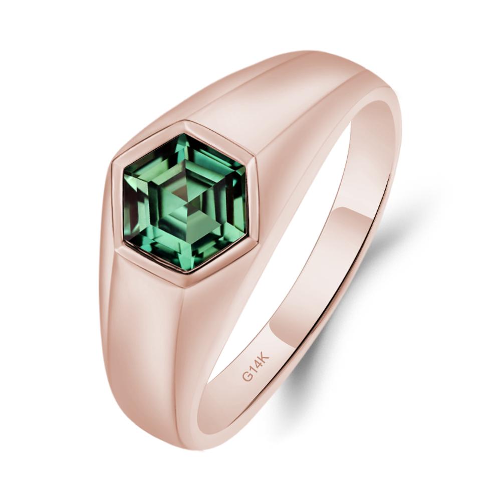 Green Sapphire Men's Ring - LUO Jewelry #metal_14k rose gold