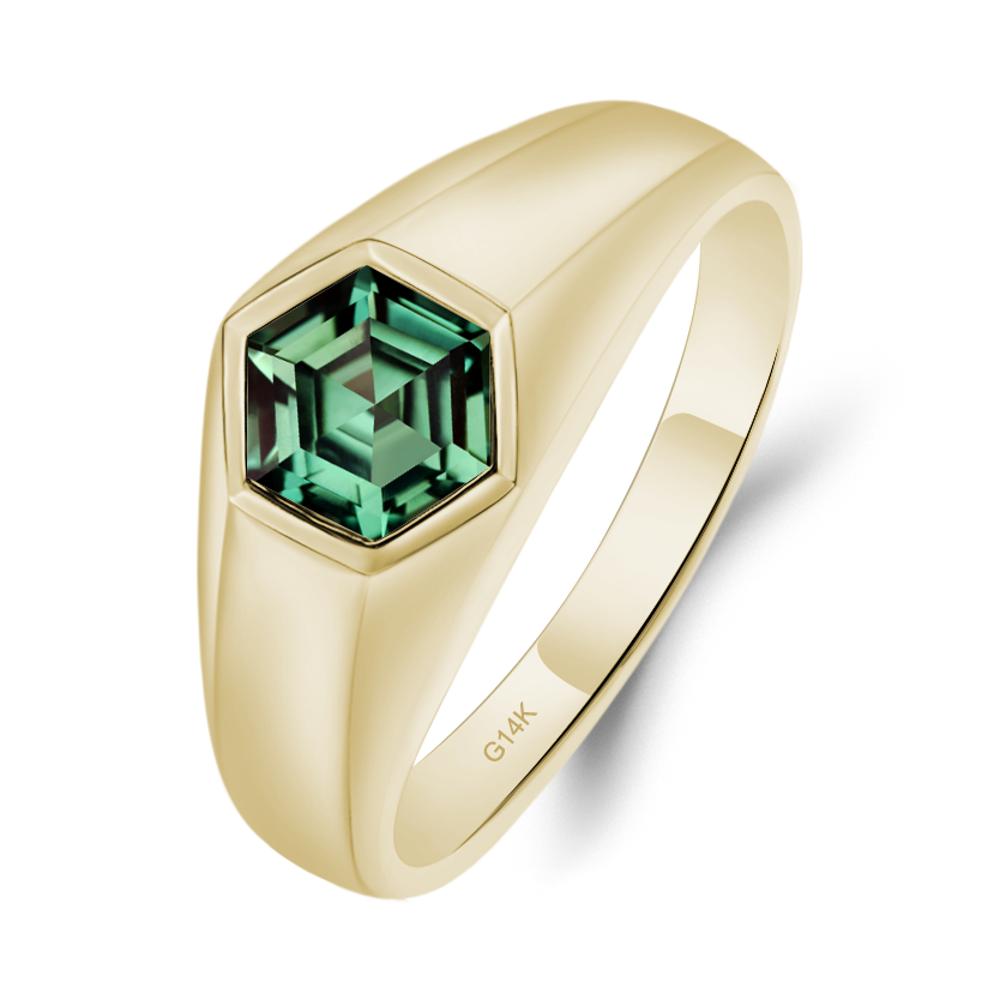 Green Sapphire Men's Ring - LUO Jewelry #metal_14k yellow gold