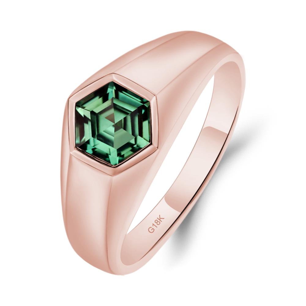 Green Sapphire Men's Ring - LUO Jewelry #metal_18k rose gold