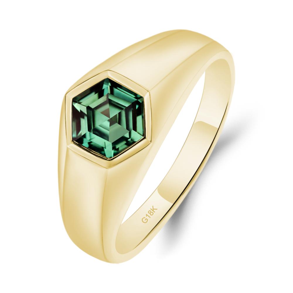 Green Sapphire Men's Ring - LUO Jewelry #metal_18k yellow gold