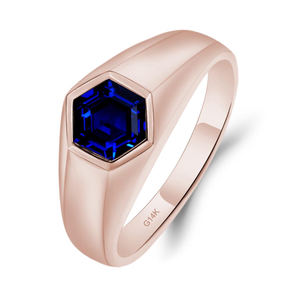 Sapphire Men's Ring - LUO Jewelry #metal_14k rose gold