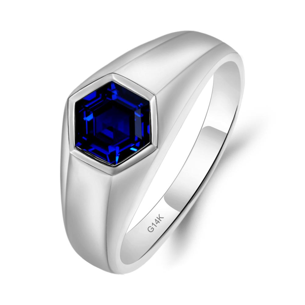 Sapphire Men's Ring - LUO Jewelry #metal_14k white gold