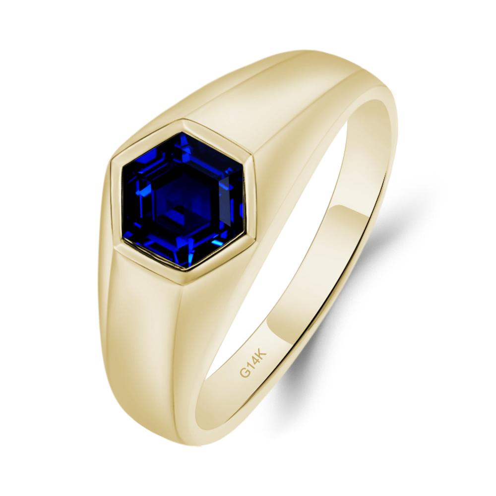 Sapphire Men's Ring - LUO Jewelry #metal_14k yellow gold