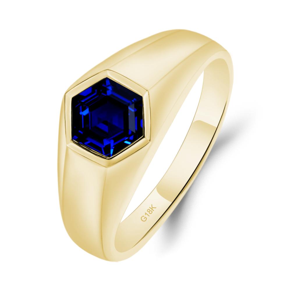 Sapphire Men's Ring - LUO Jewelry #metal_18k yellow gold