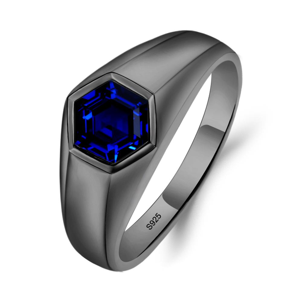 Sapphire Men's Ring - LUO Jewelry #metal_black finish sterling silver