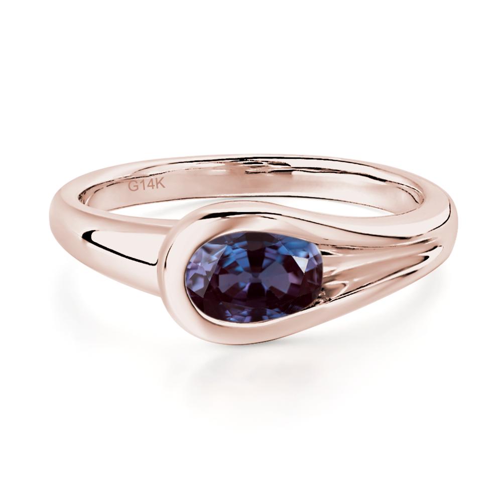 Alexandrite Simple Oval Engagement Ring - LUO Jewelry #metal_14k rose gold