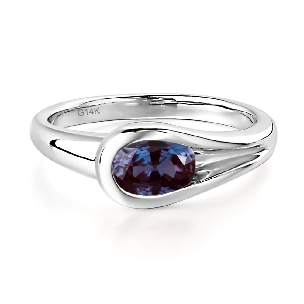 Alexandrite Simple Oval Engagement Ring - LUO Jewelry #metal_14k white gold