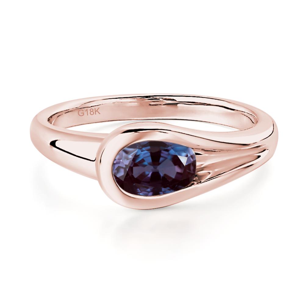 Alexandrite Simple Oval Engagement Ring - LUO Jewelry #metal_18k rose gold