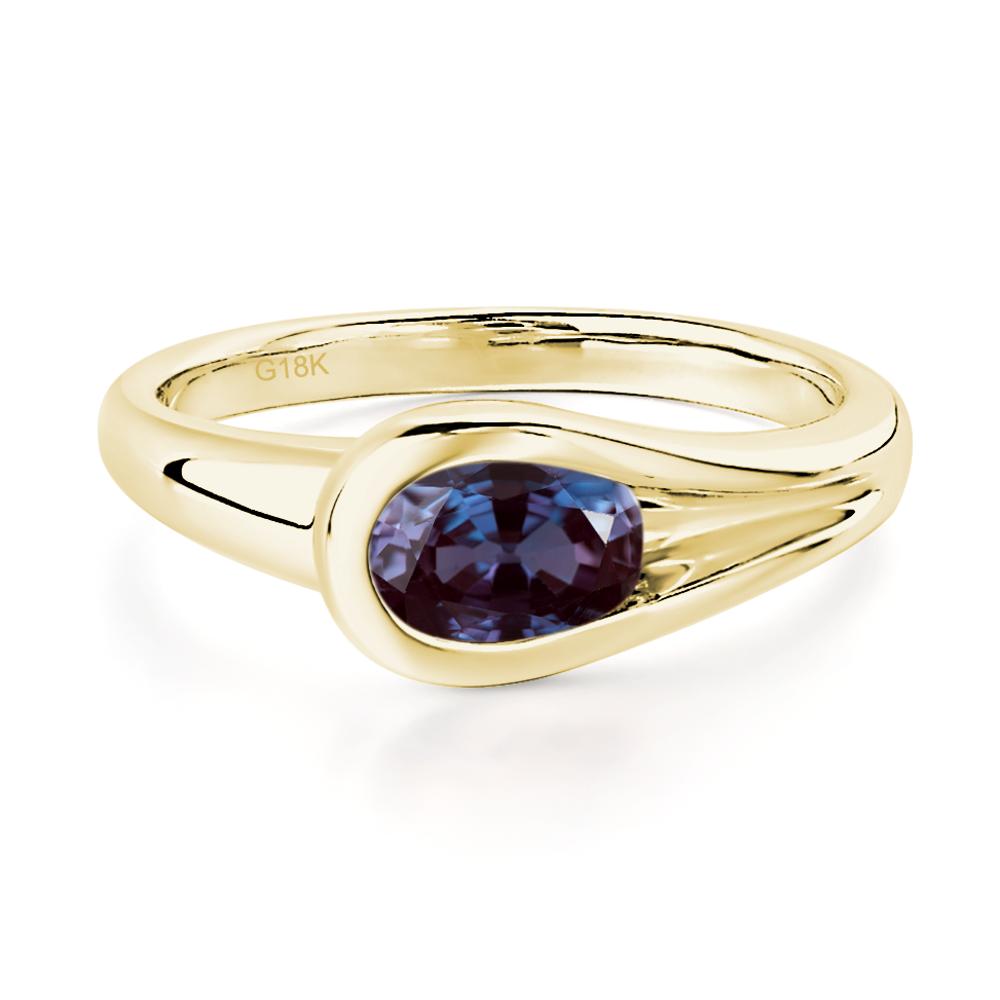 Alexandrite Simple Oval Engagement Ring - LUO Jewelry #metal_18k yellow gold