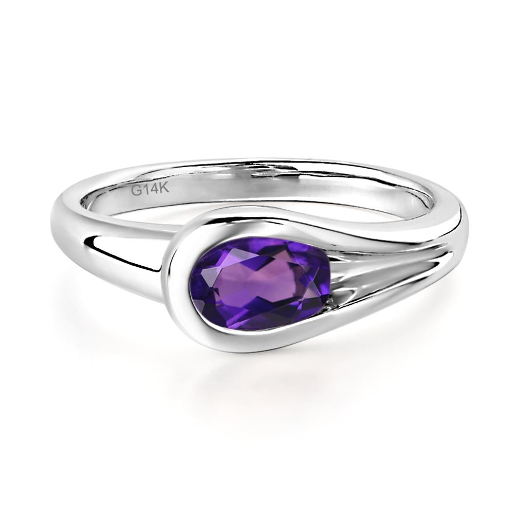 Amethyst Streamline Ring - LUO Jewelry #metal_14k white gold