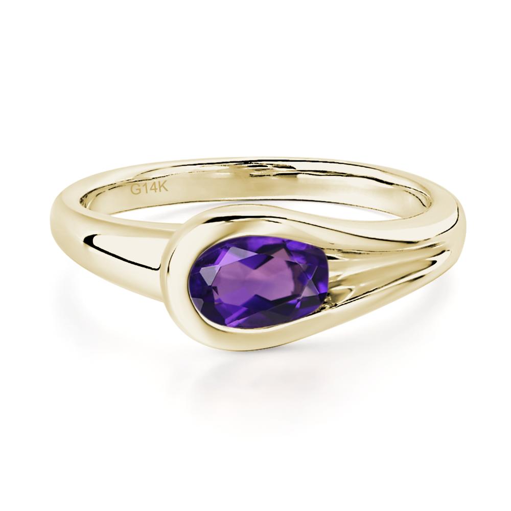 Amethyst Streamline Ring - LUO Jewelry #metal_14k yellow gold