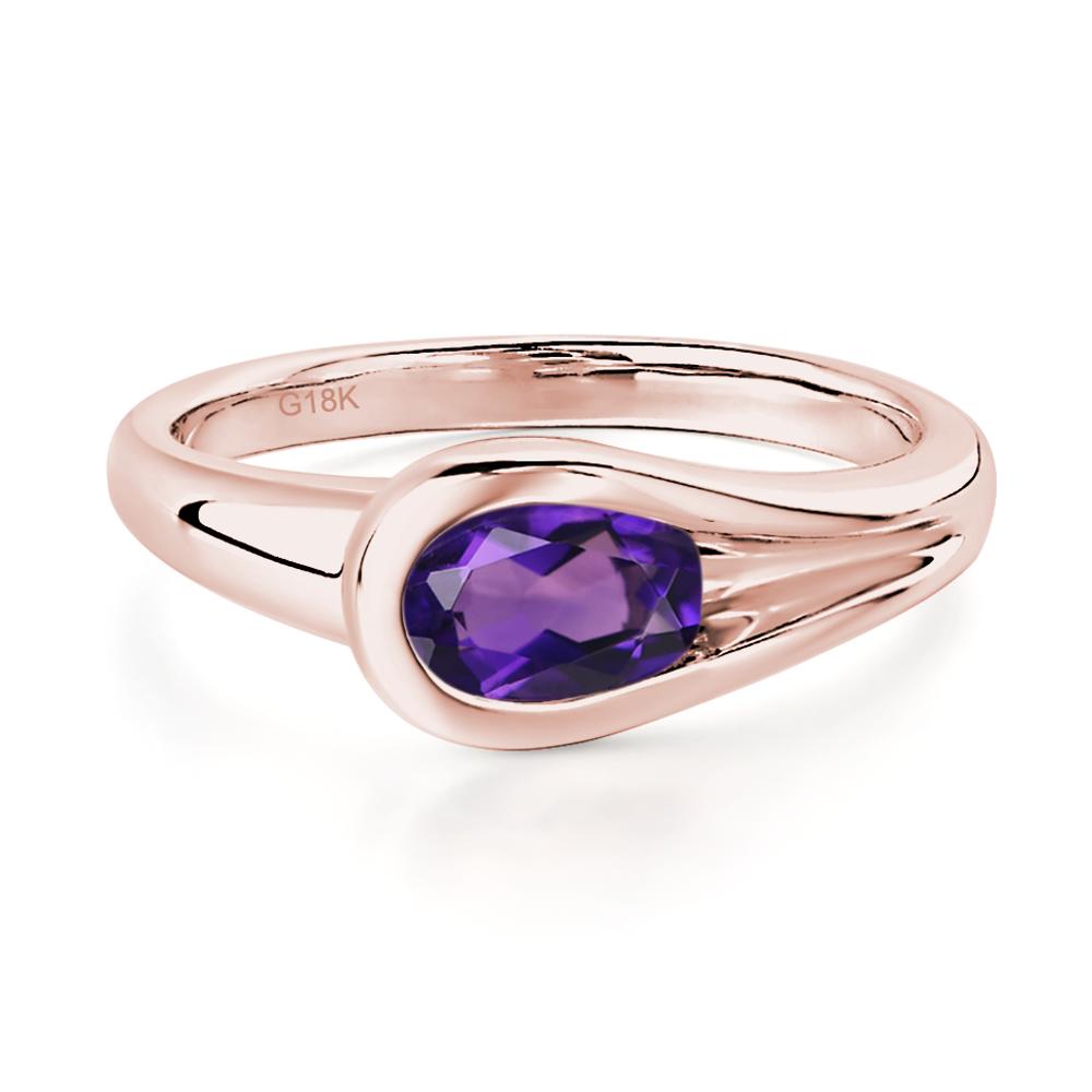 Amethyst Streamline Ring - LUO Jewelry #metal_18k rose gold