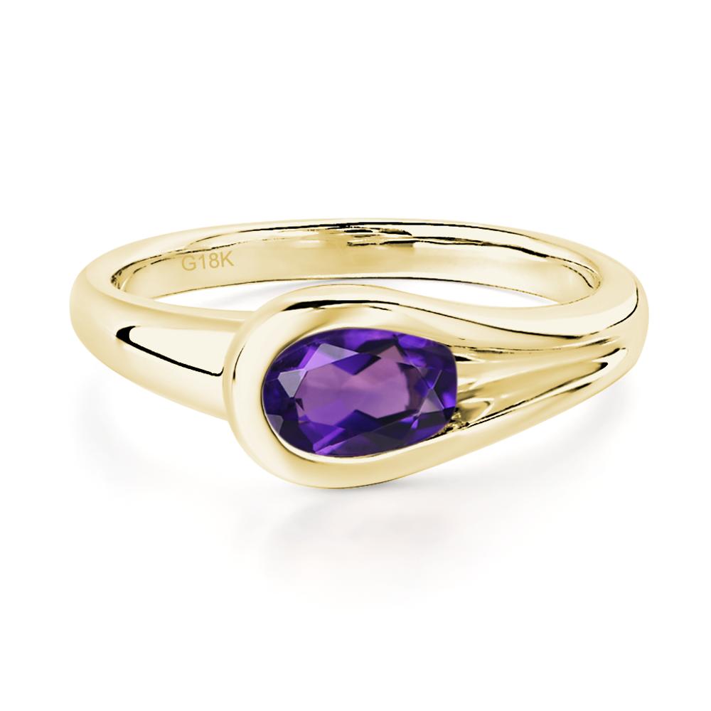 Amethyst Streamline Ring - LUO Jewelry #metal_18k yellow gold