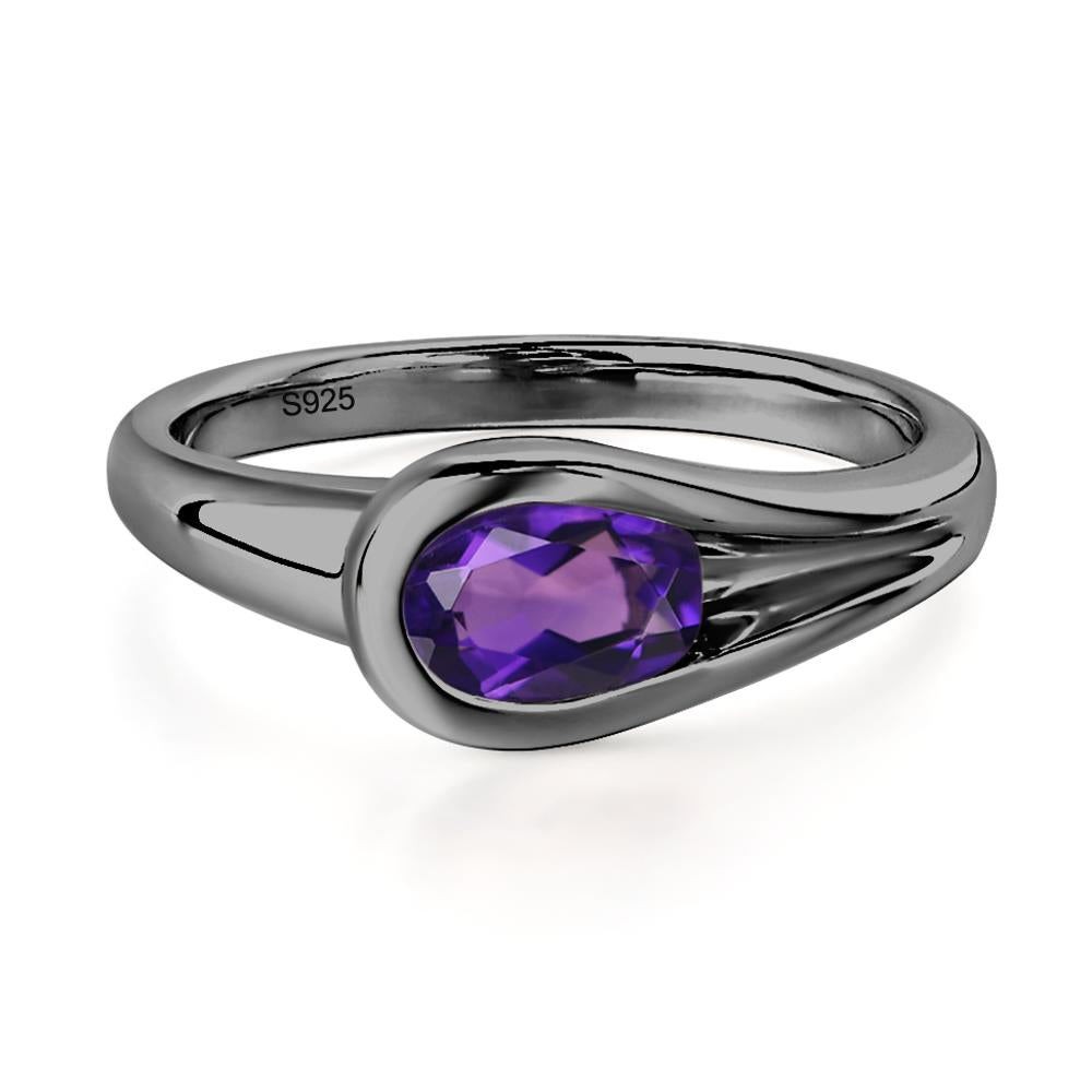 Amethyst Streamline Ring - LUO Jewelry #metal_black finish sterling silver