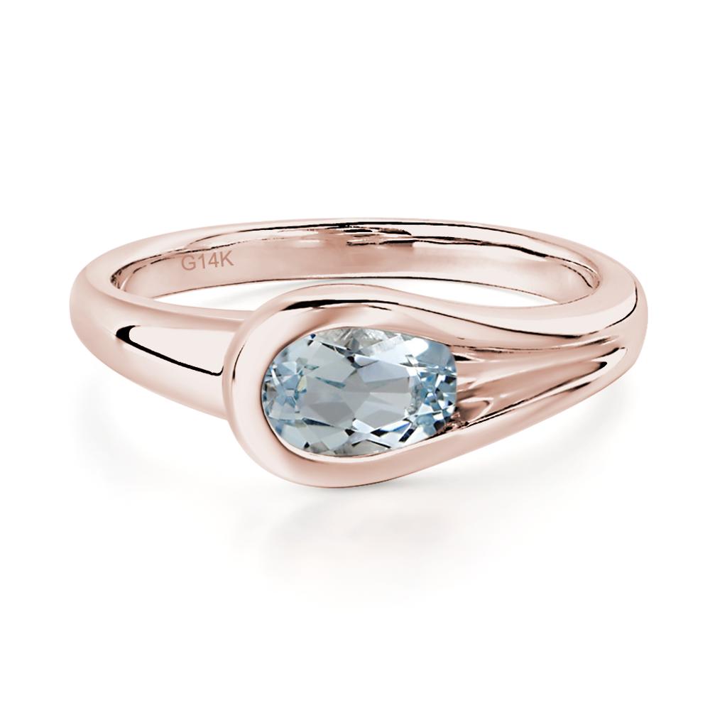 Aquamarine Minimalist Engagement Ring - LUO Jewelry #metal_14k rose gold