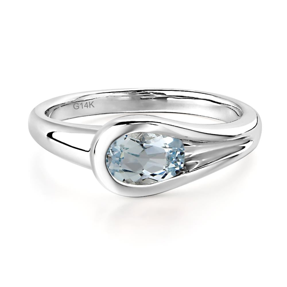 Aquamarine Minimalist Engagement Ring - LUO Jewelry #metal_14k white gold