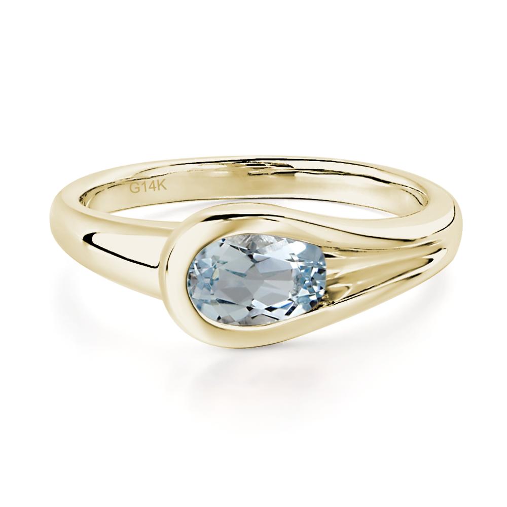 Aquamarine Minimalist Engagement Ring - LUO Jewelry #metal_14k yellow gold